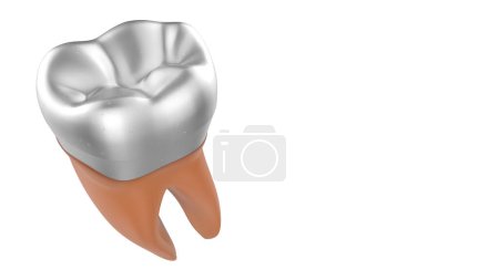 Photo for Cartoon tooth isolated on background. 3d rendering, illustration - Royalty Free Image