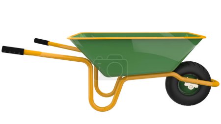 Photo for Wheelbarrow isolated on background. 3d rendering - Royalty Free Image