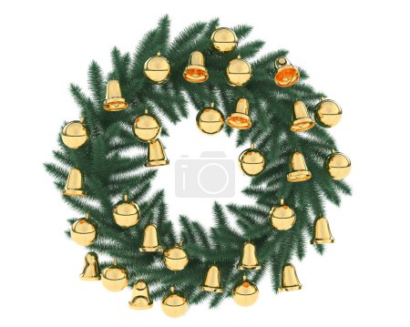 Photo for Christmas tree wreath isolated on white background. vector illustration. - Royalty Free Image