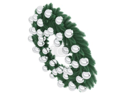 Téléchargez les photos : Arbre de Noël avec des boules vertes isolé - en image libre de droit