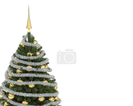 Foto de Árbol de Navidad dorado aislado sobre fondo blanco - Imagen libre de derechos