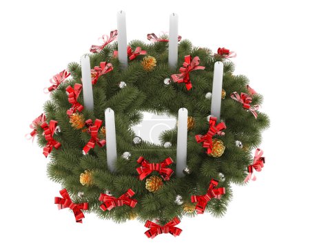 Foto de Corona de árbol de navidad aislada sobre un fondo blanco - Imagen libre de derechos