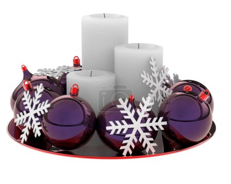 Photo for Red christmas balls in silver and black - Royalty Free Image