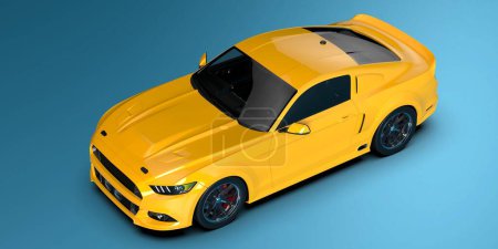Photo for Mustang Eleanor car in realistic scene. 3d rendering - illustration - Royalty Free Image
