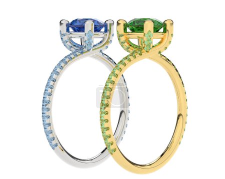 Foto de Modelos 3d de anillos. anillos de oro de compromiso - Imagen libre de derechos
