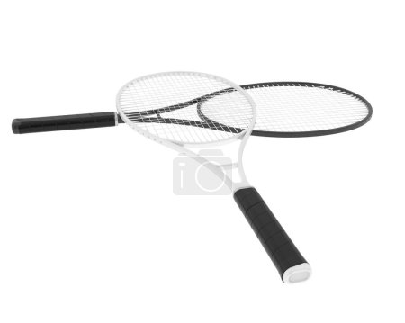 Foto de 3d ilustración de dos raquetas de tenis aisladas en blanco - Imagen libre de derechos
