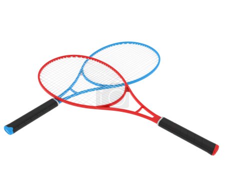 Photo for 3d illustration of two tennis rackets isolated on white - Royalty Free Image