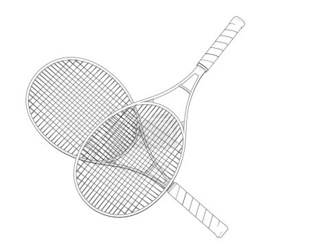 Téléchargez les photos : Illustration 3D de deux raquettes de tennis isolées sur fond blanc - en image libre de droit