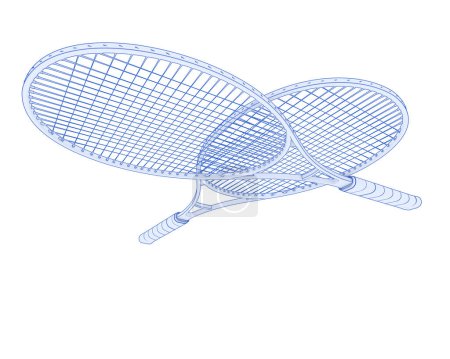 Téléchargez les photos : Illustration 3D de deux raquettes de tennis isolées sur fond blanc - en image libre de droit