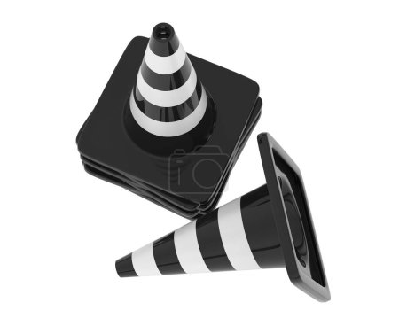 Photo for Traffic cones isolated on background. 3d rendering, illustration - Royalty Free Image