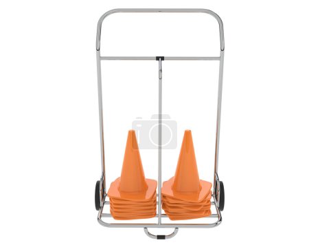 Photo for Traffic cones isolated on background. 3d rendering, illustration - Royalty Free Image
