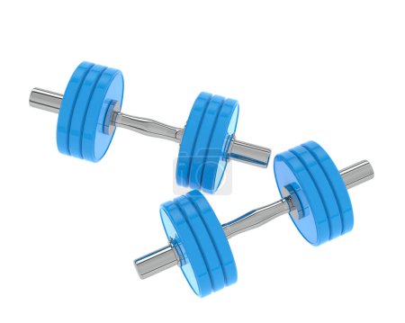 Photo for Two blue Dumbbells isolated on white - Royalty Free Image