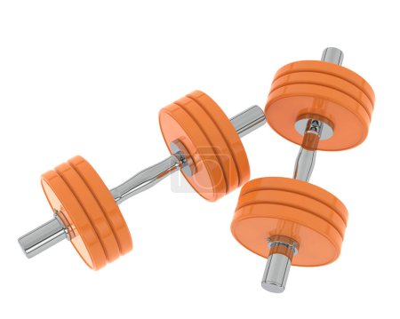 Photo for Realistic two Dumbbells isolated on white - Royalty Free Image