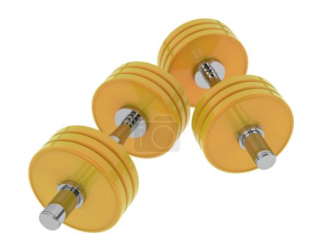 Photo for Two yellow Dumbbells isolated on white - Royalty Free Image