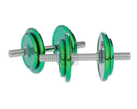 Photo for Two green Dumbbells isolated on white - Royalty Free Image