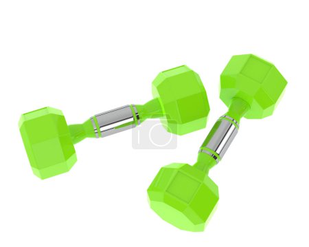 Photo for Two green Dumbbells isolated on white - Royalty Free Image
