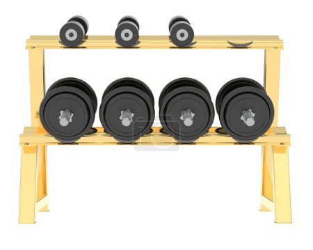 Photo for Gym bench with dumbbells isolated on white background - Royalty Free Image