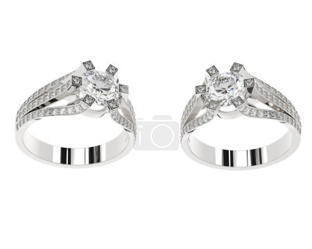 Foto de Modelos 3d de anillos. compromiso anillos de platino blanco - Imagen libre de derechos
