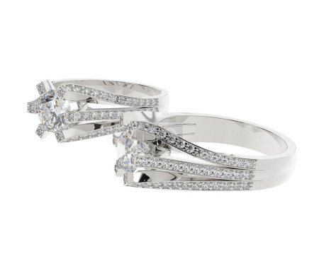 Téléchargez les photos : Modèles 3D d'anneaux. bagues de fiançailles platine blanc - en image libre de droit