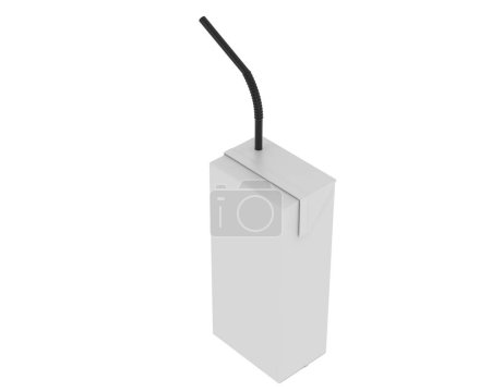 Photo for Juice box with straw isolated on background. 3d rendering - illustration - Royalty Free Image
