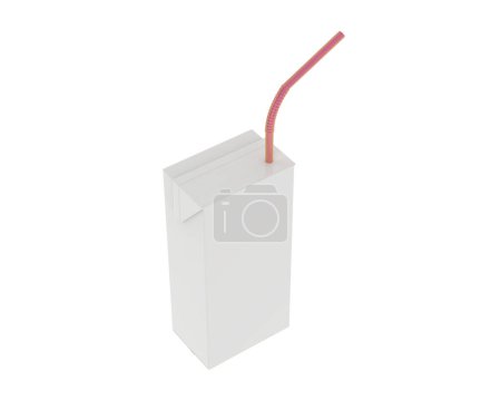 Photo for Juice box with straw isolated on background. 3d rendering - illustration - Royalty Free Image