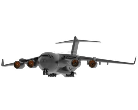 Illustration 3D du plan noir c17. gros avion de transport militaire isolé sur fond blanc 