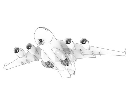 Téléchargez les photos : Illustration 3D de c17. gros avion de transport militaire isolé sur fond blanc - en image libre de droit