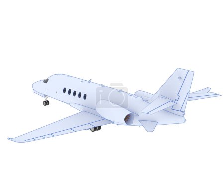 Photo for 3d model  illustration of white airplane Cessna isolated on light background - Royalty Free Image