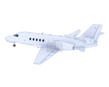 Téléchargez les photos : Illustration du modèle 3d de l'avion blanc Cessna isolé sur fond clair - en image libre de droit