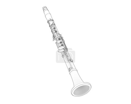 Clarinete aislado sobre fondo. representación 3d - ilustración