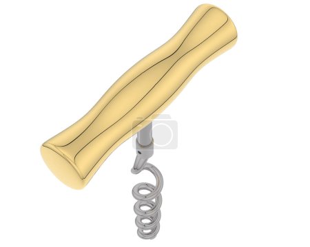 Photo for Corkscrew isolated on background. 3d rendering - illustration - Royalty Free Image