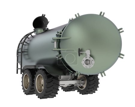 Foto de Ruedas del tanque de combustible aisladas en el fondo. renderizado 3d - Imagen libre de derechos