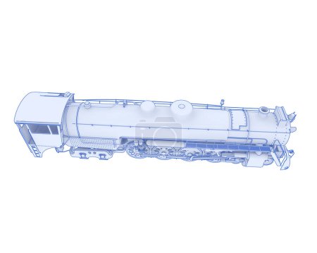 Foto de Locomotora aislada sobre fondo blanco. representación 3d - ilustración - Imagen libre de derechos