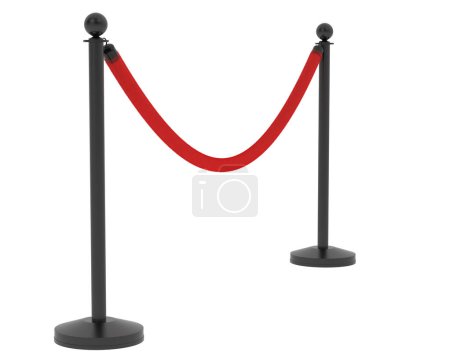 Photo for Red velvet rope isolated on background. 3d rendering - illustration - Royalty Free Image