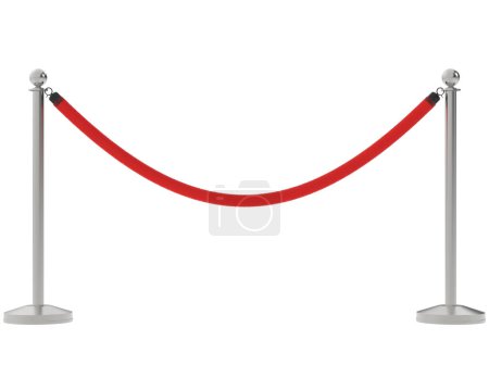 Téléchargez les photos : Corde de velours rouge isolée sur fond. rendu 3d - illustration - en image libre de droit