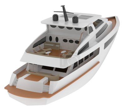 Téléchargez les photos : Yacht de luxe 3d isolé sur fond blanc - en image libre de droit