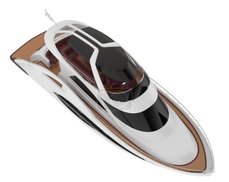 Téléchargez les photos : Modèle 3D de yacht de luxe isolé sur fond blanc - en image libre de droit