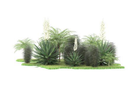 Téléchargez les photos : Île de palmiers isolés sur fond blanc. rendu 3d - illustration - en image libre de droit