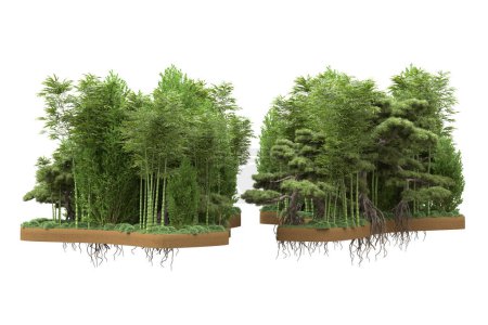 Photo for Island with trees isolated on white background. 3d rendering - illustration - Royalty Free Image