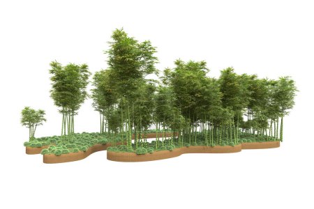 Téléchargez les photos : Île avec des arbres isolés sur fond blanc. rendu 3d - illustration - en image libre de droit