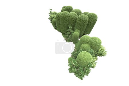 Photo for Island with trees isolated on white background. 3d rendering - illustration - Royalty Free Image