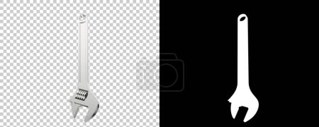 Foto de Llave ajustable aislada sobre fondo blanco. representación 3d - ilustración - Imagen libre de derechos