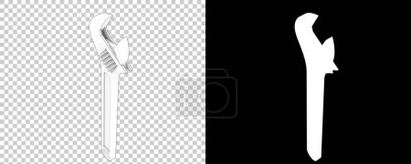 Foto de Llave ajustable aislada sobre fondo blanco. representación 3d - ilustración - Imagen libre de derechos