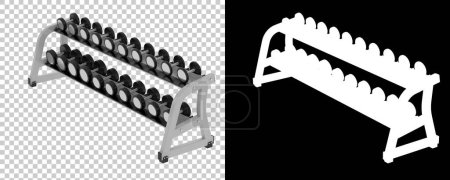 Photo for Bench with dumbbells on transparent and black background - Royalty Free Image