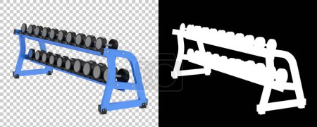 Photo for Bench with dumbbells on transparent and black background - Royalty Free Image