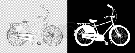 Téléchargez les photos : Vélo classique isolé sur fond blanc. rendu 3d - illustration - en image libre de droit