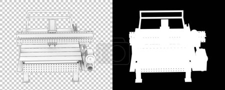 Téléchargez les photos : Machine CNC isolée sur fond blanc. rendu 3d - illustration - en image libre de droit