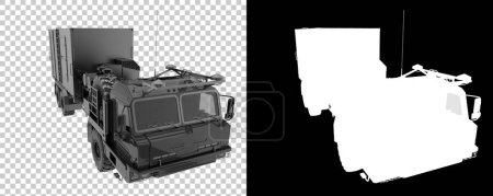 Téléchargez les photos : Camion de commandement et de contrôle isolé sur fond transparent. rendu 3d - illustration - en image libre de droit