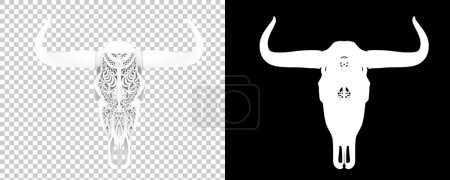 Téléchargez les photos : Crâne de vache effrayant sur fond transparent et noir - en image libre de droit