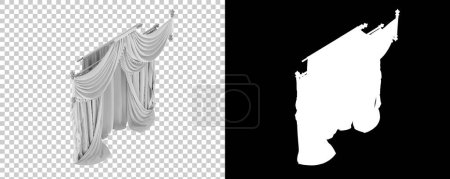 Téléchargez les photos : Rideaux isolés sur fond noir et blanc. rendu 3d - illustration - en image libre de droit